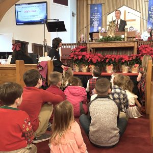 Children listen to the advent story